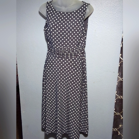 Lauren Ralph Lauren Gray Polka Dot Dress - Picture 1 of 13